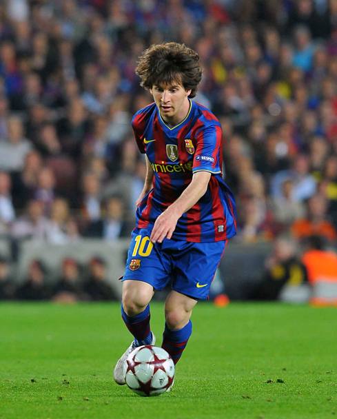 Messi in Barcellona vs Inter ritorno semifinale Champions, 28 aprile 2010 (Lapresse)